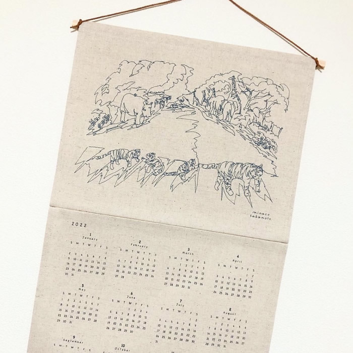 ひとふでがきファブリックカレンダー